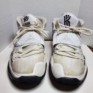 Nike Kyrie 6 White Black Basketball Shoes Sneakers BQ4630-100 Men's Sz 7.5 M